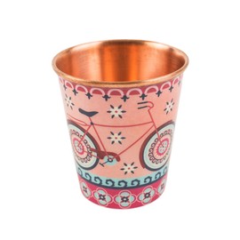 Chumbak Boho Cycle Copper Tumbler - Small, Dining Essential, Tableware, Modern and Trendy, Copper Health Benefits, Natural, Reusable and Durable, Drinking Cup, Water Tumbler, Size 3.1"x3.5"
