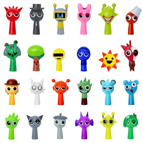 Gensly 24 Pcs Colourful and Strange Figures Big Eyes 4-5cm