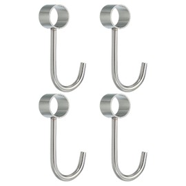 PATIKIL Ganchos para Barra de Armario de 0.63 Pulgadas, 4 Piezas de Tubo Colgante Ajustable en Forma de J de Acero Inoxidable Ajuste para Ganchos de Barra de 5/8" (16mm) de Diámetro