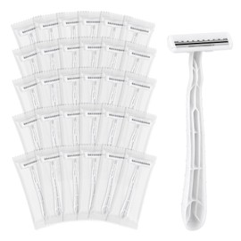 Disposable Razors, White Bulk Razors With Knife Caps, Individually Packaged, Razors In Bulk Suitable For Hotels, Shelters, Homeless People, Nursing Homes, Charities, Churches (50-PACK)