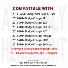 Aresparts OE Style Headlight Assembly Fits for 2011 2012 2013 2014 Dodge Charger R/T SE SRT8 SXT Plus Persuit Sedan Replacement Headlamp Chrome Housing Amber Reflector Driver and Passenger Side