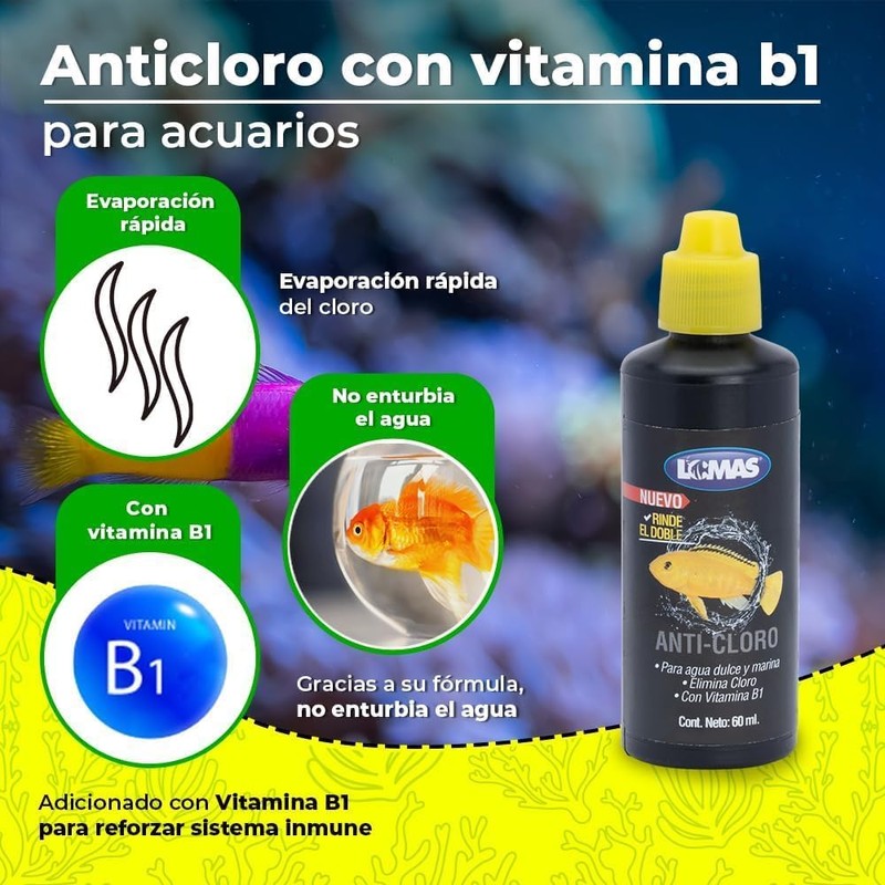 Lomas Anticloro con Vitamina B1 para Peceras y Acuarios 120