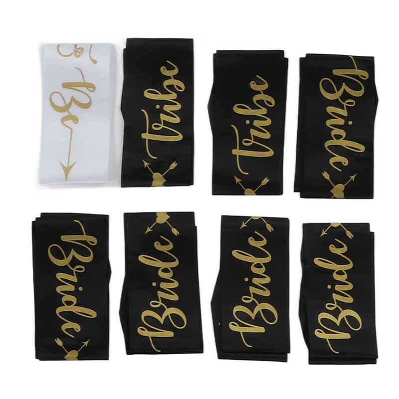 8Pcs Bride Bridesmaid Sash Gold Letters Hypoallergenic Material Wedding Bride