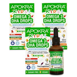 Omega 3 Vegan DHA Drops for Kids - Bundle - 50mL - No Fishy Taste - Preservative Free and Sugar Free. Sustainable Algal Alternative to Fish Oil | APOKRA Kids (3)