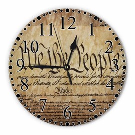 Writing History Wall Clock 10 Inch Battery Operated The Constitution For The United States of America Clock Silent Non-Ticking Modern Clocks Decorative for Home Kitchen Living Room Bathroom Office
