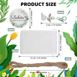 Pack of 30 Guardian Angel Pendants, Christening Pendant with Organza Bag, Angel Key Ring Set with Paper Pendant and Twine, Small Angel Pendant for Christening, Wedding, Birthday, Confirmation