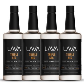 (4-Pack) LAVA Premium Triple Sec Cocktail Syrup, 33.8oz (1-Liter), Made with 100% Sugar, Orange Extract, No Artificial Sweeteners, Flavors, or Colors.