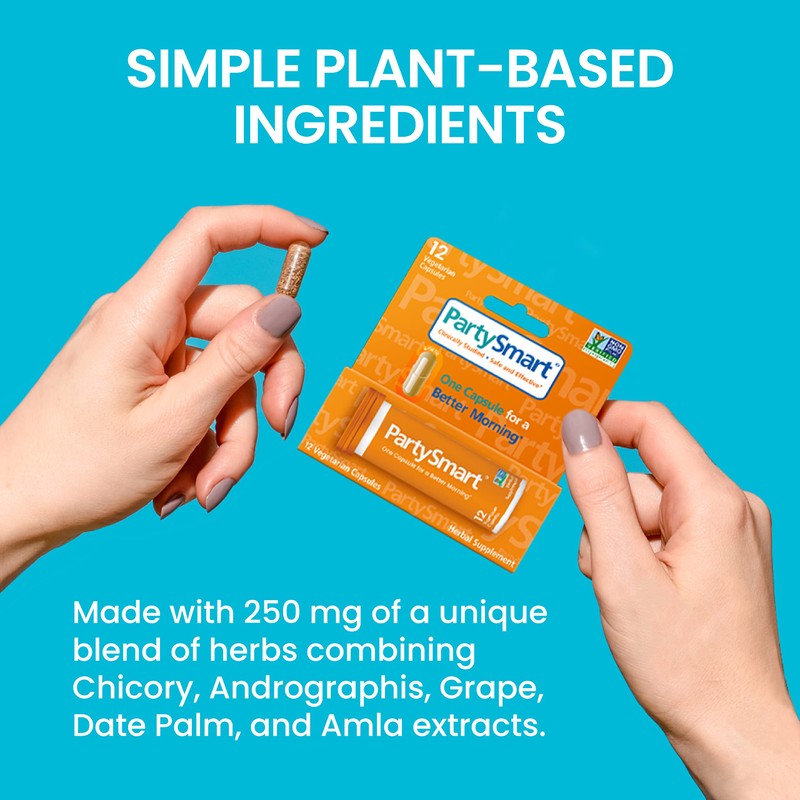 Himalaya PartySmart, 12 Vegetarian Capsules, Provides Antioxidants, Non-GMO, Plant-based, 250