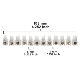 AUKENIEN 5A / 6A Electrical Connector Blocks 5/6 Amp 12 Way White Terminal Block Strip Electric Wire Connectors Choc Blocks Connecting for Wiring Cable (Pack of 4)