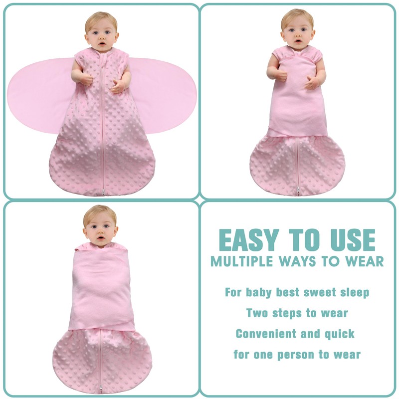 Fleece Newborn Sleep Sack Baby Swaddle,3-Way Adjustable Wearable Blanket,2 Pack