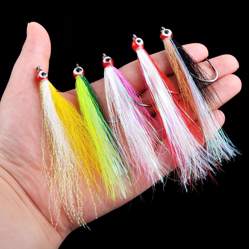 Fishing Bucktail Teasers Hook - 10pcs Bucktail Jigs Saltwater Clouser