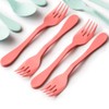 Knork Eco Fork Biodegradable Reusable Flatware Set, 12 Piece, Coral