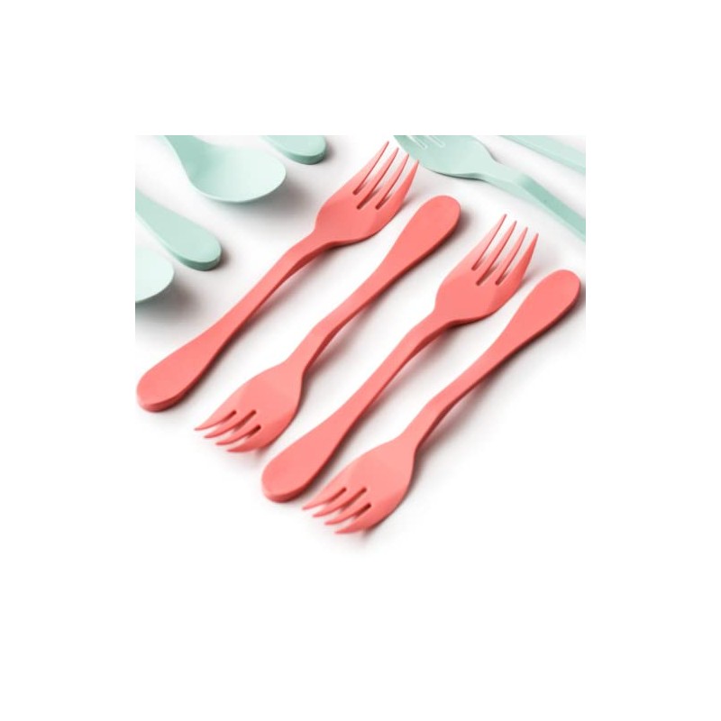 Knork Eco Fork Biodegradable Reusable Flatware Set, 12 Piece, Coral