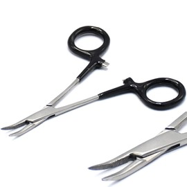 AAProTools Dog Pet Ear/Nose Hair Puller Grooming Hemostat Locking Forceps Pliers, 5" (12.7cm), Curved (Black Dip)