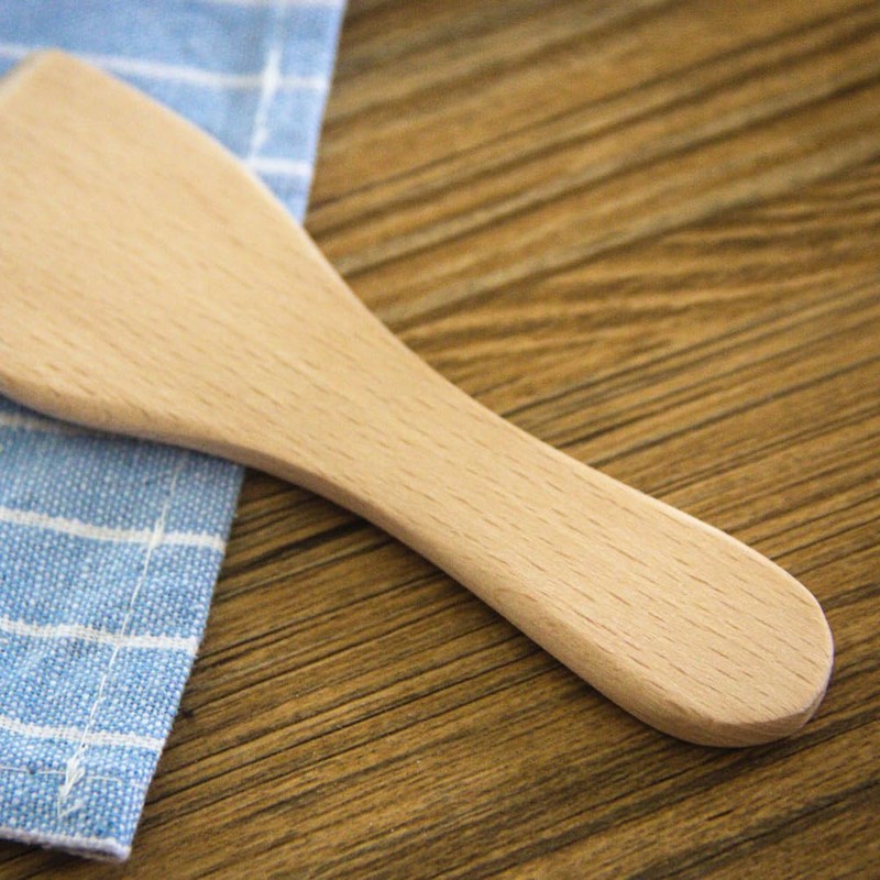DOITOOL 4pcs Small Beech Butter Spatulas Non- Stick Wooden Turner