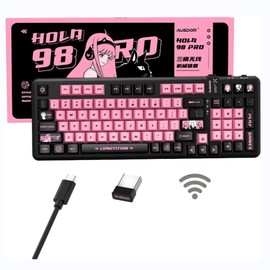 AUSDOM 98Pro Wireless Mechanical Keyboard, Tri-Mode Bluetooth/2.4GHz/USB-C Gasket Hot Swappable Custom Gaming Keyboard with Backlit, PBT Keycaps, Linear Switches, for Windows/Mac/PC (Manga Girl Theme) - Color: Manga Girl Theme