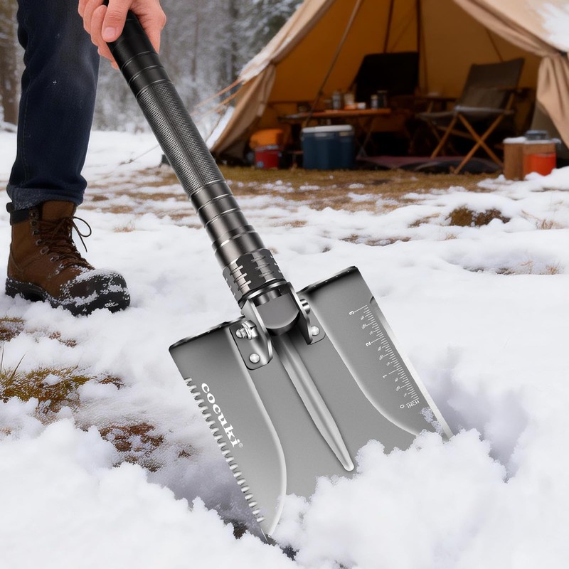 CoCuKi Outdoor Folding Camping Shovel Multitool Gear with High-Carbon Steel