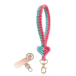 Azixcos Wrist Strap, Smartphone Hand Strap, Wrist Phone Strap, Key Holder, Cotton Hand-Woven Smartphones, Cute Heart Pattern, Floral Pattern, Thick Cotton Rope, Handmade Accessories, Handmade Women