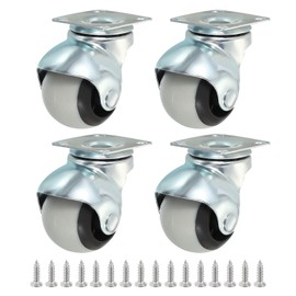 PATIKIL 1.5 Inch Ball Caster Wheels, 4 Pack 360° Rotating Swivel Top Plate Wheels Total Capacity 298 lbs Caster with M4 Screws for Furniture Table Cabinet Gold