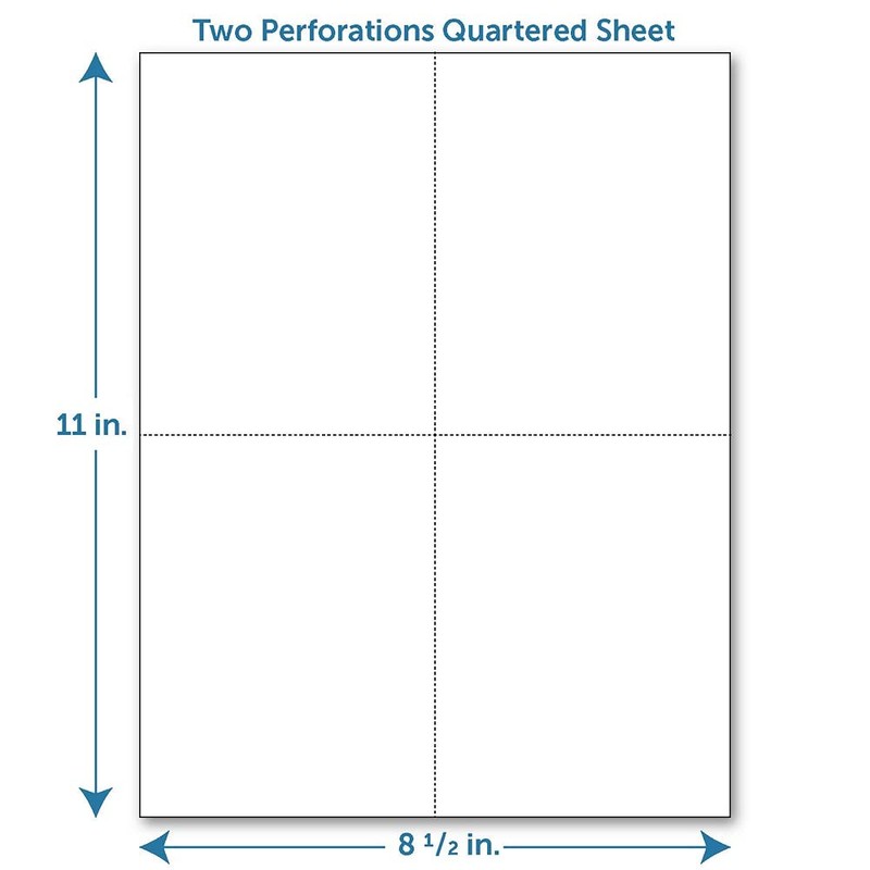 Perforated Paper, Two Perforations to Quarter the Sheet on White