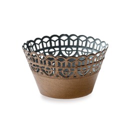 Bellissimo 2.1 Inch Cupcake Wraps, 200 Lace Cupcake Liners - Cocoa Brown Paper Decorative Cupcake Wraps - Restaurantware