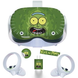 Easy-to-Apply Skin Sticker Kit compatible with Oculus Quest 2 VR headset - Pickle Prick virtual reality accessory - VR protector skin covers