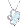 StoryMidir Butterfly Necklace, 925 Sterling Silver Opal Pendant Necklace for