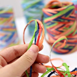 Keleily Raffia Bast 4 Rolls Colourful Raffia Ribbon 80 m Raffia Paper Ribbon Art Raffia Ribbon for Christmas, Gift Wrapping, Decoration, Weaving, Florist - 4 Colours Mix