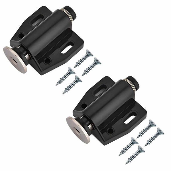 Push to Open Door Catch Black Double Magnetic Pressure Touch
