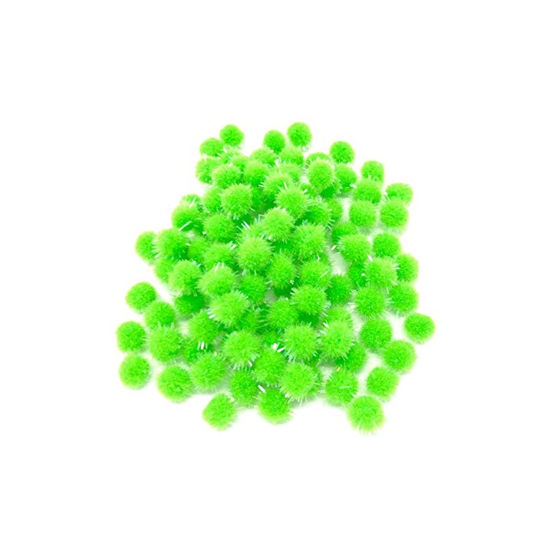 Wedding Touches Green 10mm Glitter Mini Pom Poms Small Fluffy