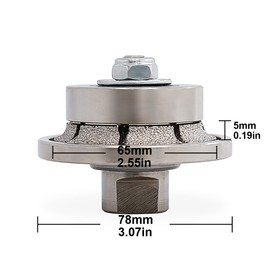 HOMESOM Diamond Hand Profiler B5,Half Bullnose Vaccum Brazed Profile Wheel Metal Cover Router Bit for Marble Granite D65 M14