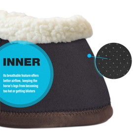 Harrison Howard Essential Bell Boots Shock Absorption with Fleece Trim Non-Rotating Reinforcement, Pair - Coffee Brown XL