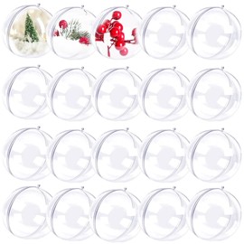 Clear Plastic Fillable Ornaments,Transparent DIY Craft Ball,Clear DIY Christmas Ornament Large Sizes for Wedding,Party,Home Decor (20)