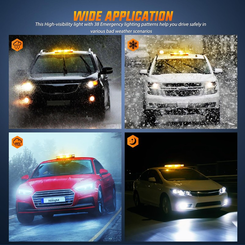 Nilight 42 LED Roof Top Strobe Lights Hazard Emergency Safety