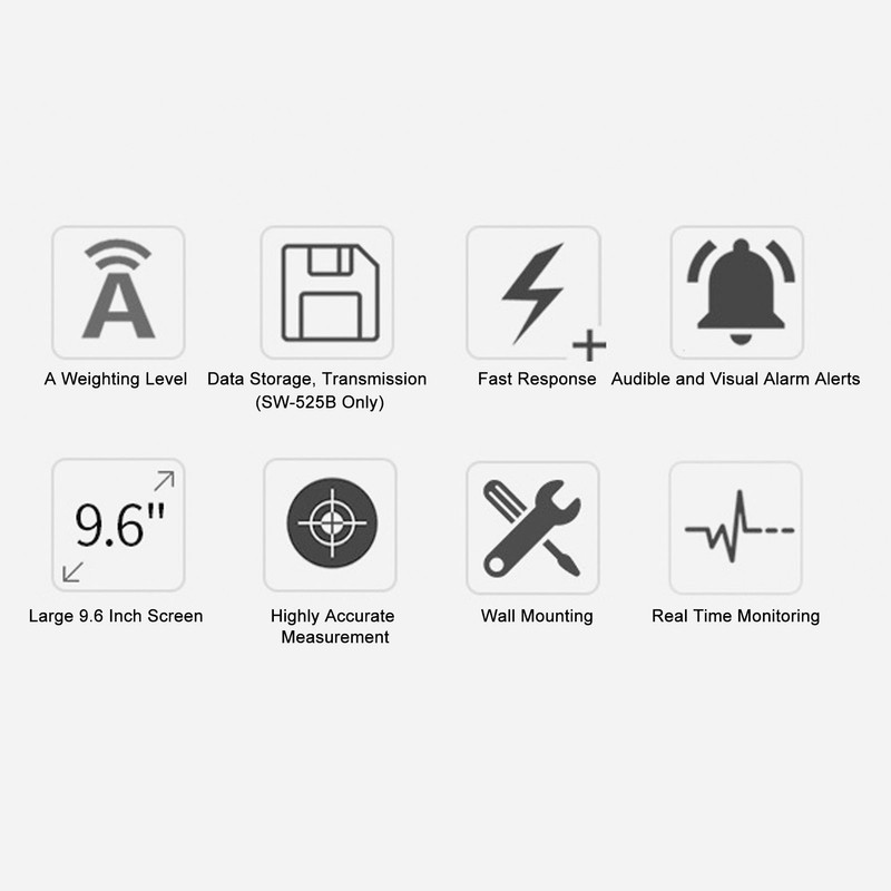Sound Level Reader 9.6 Inch Lage LCD Screen High Accuracy