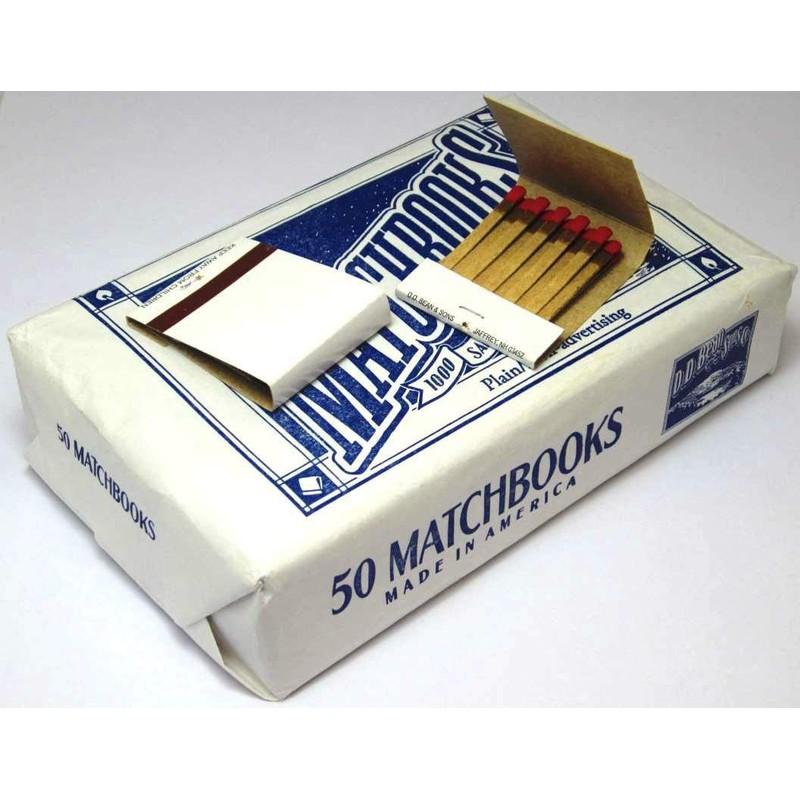 D.D. Bean & Sons Matchbooks, 50 Packs of 20 Matches,