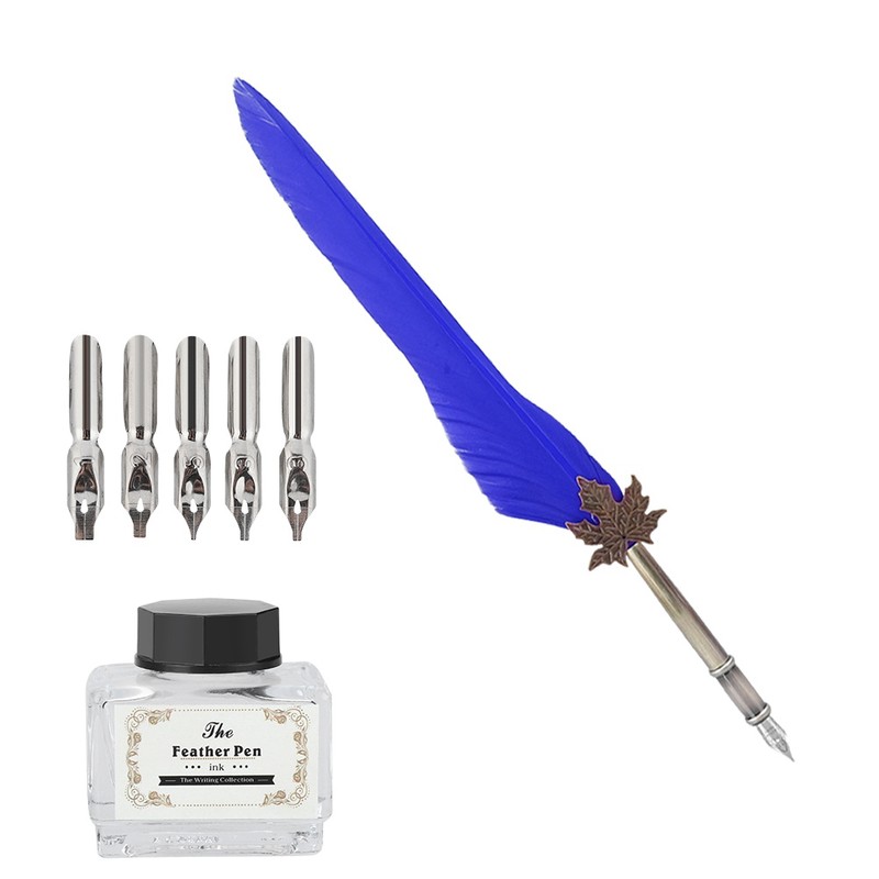 European Retro Quill Alloy Feather Writing with Pen Nibs Gift