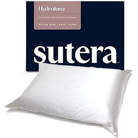 SUTERA - Hydroluna 100% Mulberry Silk Pillowcase for Hair and Skin Health, 22 Momme Premium Fiber Infused with Hyaluronic Acid, Soft Super Smooth Silk Pillow Cover, Zipper Closure (White1Pcs)