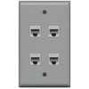 RiteAV - 4 Port Cat6 Ethernet Wall Plate - Gray