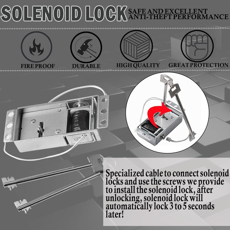 Gun Safe Lock Replacement with 2 Override Keys & Solenoid