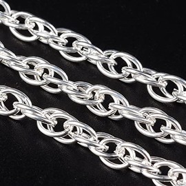 Perlin 3 Metre Link Chain Link Chain Metal Chain Round Ring Chain 4 mm Jewellery Chain Sold by the Metre for Jewellery Making Necklaces Bracelet DIY Crafts