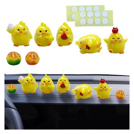 7PCS Cute Chickens Car Dashboard Decor, Funny Mini Car Rearview Mirror Ornaments, Car Interior Decor Accessories for Fairy Garden Landscape, Home, Office