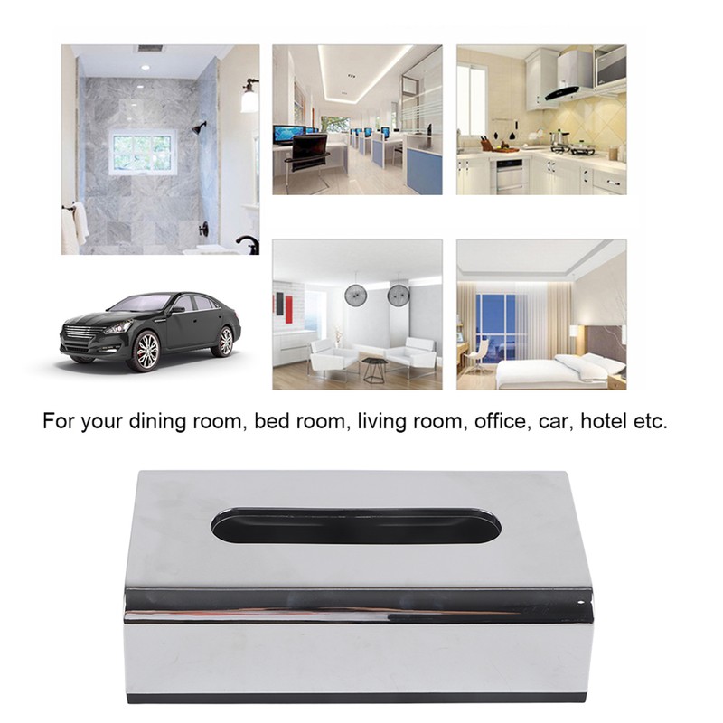 Electroplate Tissue Box Holder Container Storage Organizer Napkin Case for