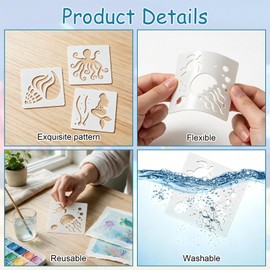 32 Sea Creature Animal Art Stencils, 10 X 10 cm Wall Painting Scallop Craft