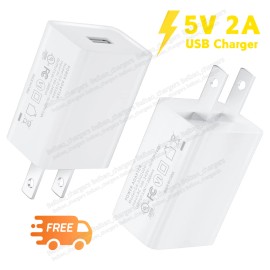 Unbranded 1-2 US Plug 5V 2A USB Port Wall Charger 5 Volt 2 Amp Power Adapter Converter Lot - 1X 3FT USB Cable