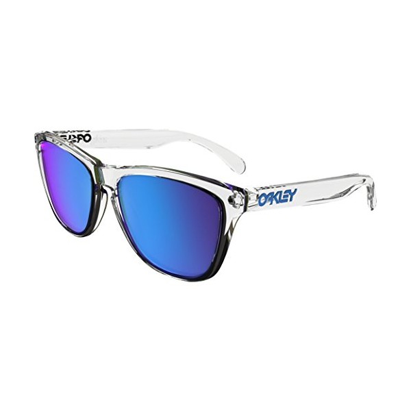 Oakley OO9013 Frogskins Square Sunglasses, Polished Clear/Sapphire Iridium, 55 mm