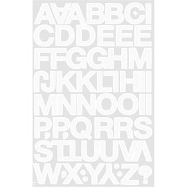 XIAXIN Waterproof PVC Alphabet Sticker Set, Weatherproof, Waterproof, Roman Letters, Nameplate, Nameplate, Locker, Indoor and Outdoor Use TS-544W (1, White)