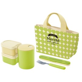 スケーター (skater) ポット付 ランチボックス フォーク ランチバッグ 弁当箱 585ml マルシェ アボカド KPL6