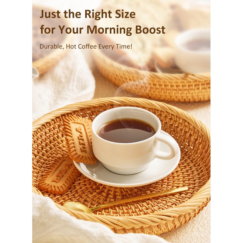 Yedio 4 oz Espresso Cups with Saucers and Metal Stand,