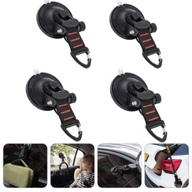 4 Pieces Heavy Duty Suction Cup Anchor with Securing Hook Tie Down, Camping Tarp Accessory as Car Side Awning, with Securing Hook Strong Power for RV Awning Boat Camping Trap